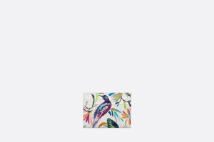 Dior Caro Five-Slot Card Holder • White Multicolor Calfskin with Toile de Jouy Fantastica Print