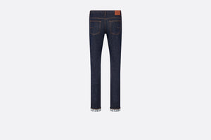 Long Slim-Fit Dior Oblique Jeans • Blue Raw Cotton Denim