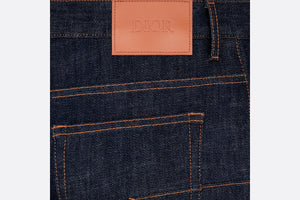 Long Slim-Fit Dior Oblique Jeans • Blue Raw Cotton Denim