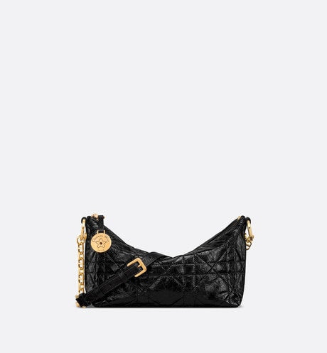 Diorstar Hobo Bag with Chain • Black Macrocannage Crinkled Calfskin