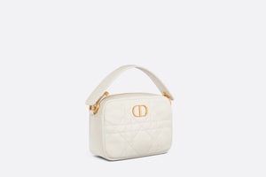 Small Dior Caro Top Handle Camera Bag • Latte Macrocannage Calfskin