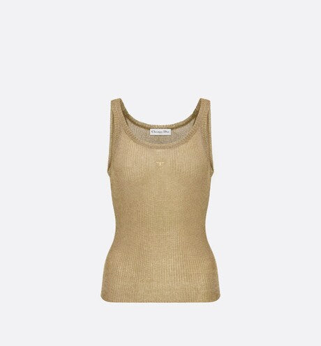 Tank Top • Gold-Tone Technical Cotton Ribbed Mesh