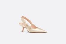 Load image into Gallery viewer, Dior Or J&#39;Adior Slingback Pump • Gold-Tone Lambskin and Cotton Embroidered with Metallic Thread and Strass
