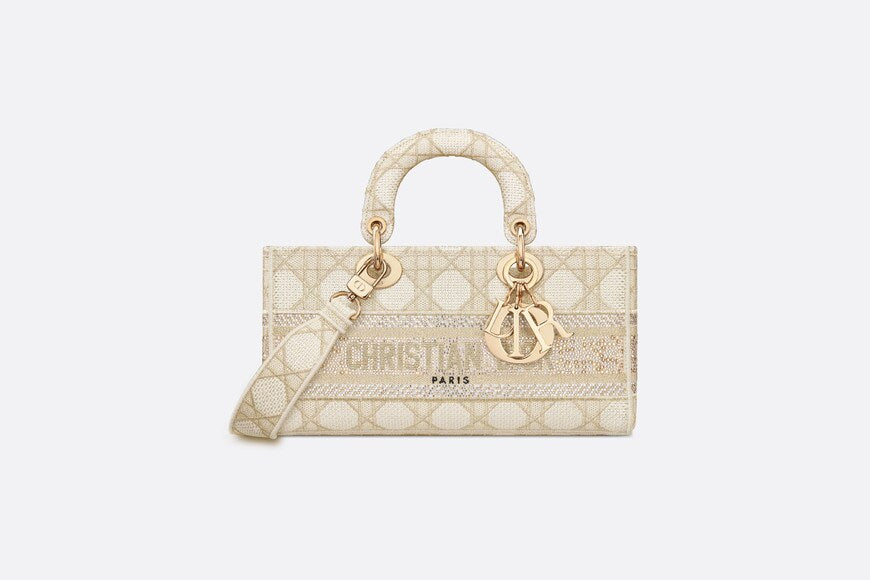 Medium Dior Or Lady D-Joy Bag • Gold-Tone Cannage Embroidery with Metallic Thread and Strass