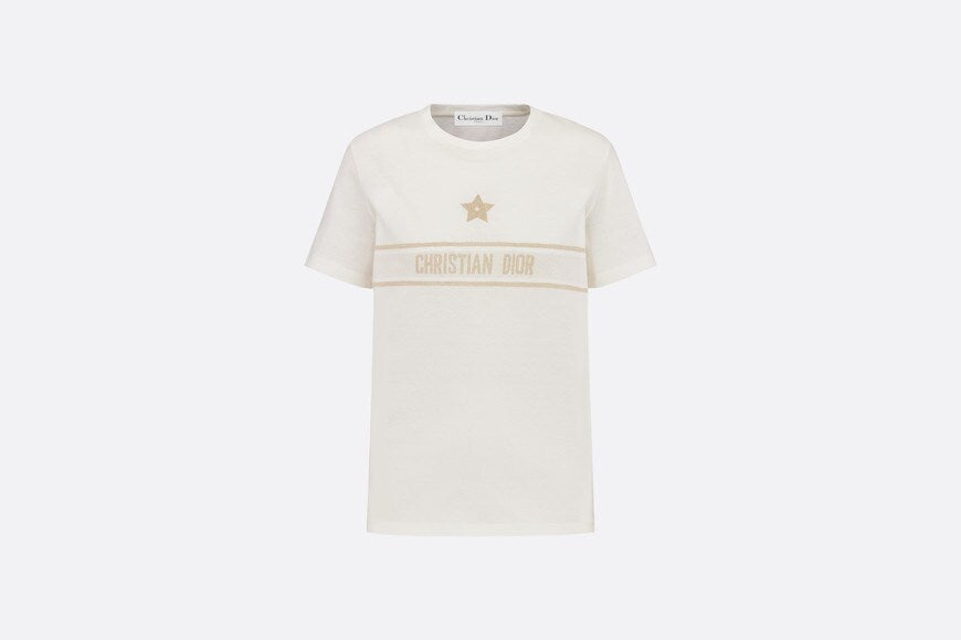 Dior Or T-shirt • White and Gold-Tone Technical Cotton Jersey