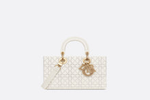 Load image into Gallery viewer, Medium Lady D-Joy Bag • Latte Calfskin Embroidered with Resin Pearl Cannage Motif
