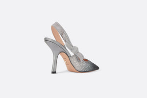 Dior Or J'Adior Slingback Pump • Cotton Embroidered with Metallic Thread and Gradient Black and Silver-Tone Strass