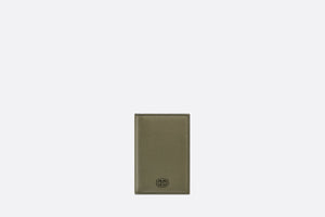 Bi-Fold Card Holder • Khaki Grained Calfskin with CD Icon Signature