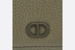 Bi-Fold Card Holder • Khaki Grained Calfskin with CD Icon Signature