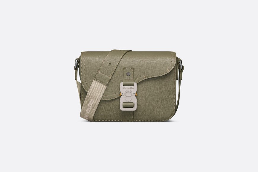 Mini Saddle Bag with Strap • Khaki Grained Calfskin