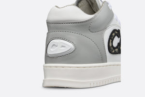 Kid's B57 High-Top Sneaker • Gray and White Smooth Calfskin with Beige and Black Dior Oblique Jacquard