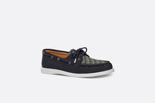 Load image into Gallery viewer, Dior Granville Boat Shoe • Navy Blue Suede with Beige and Black Dior Oblique Jacquard
