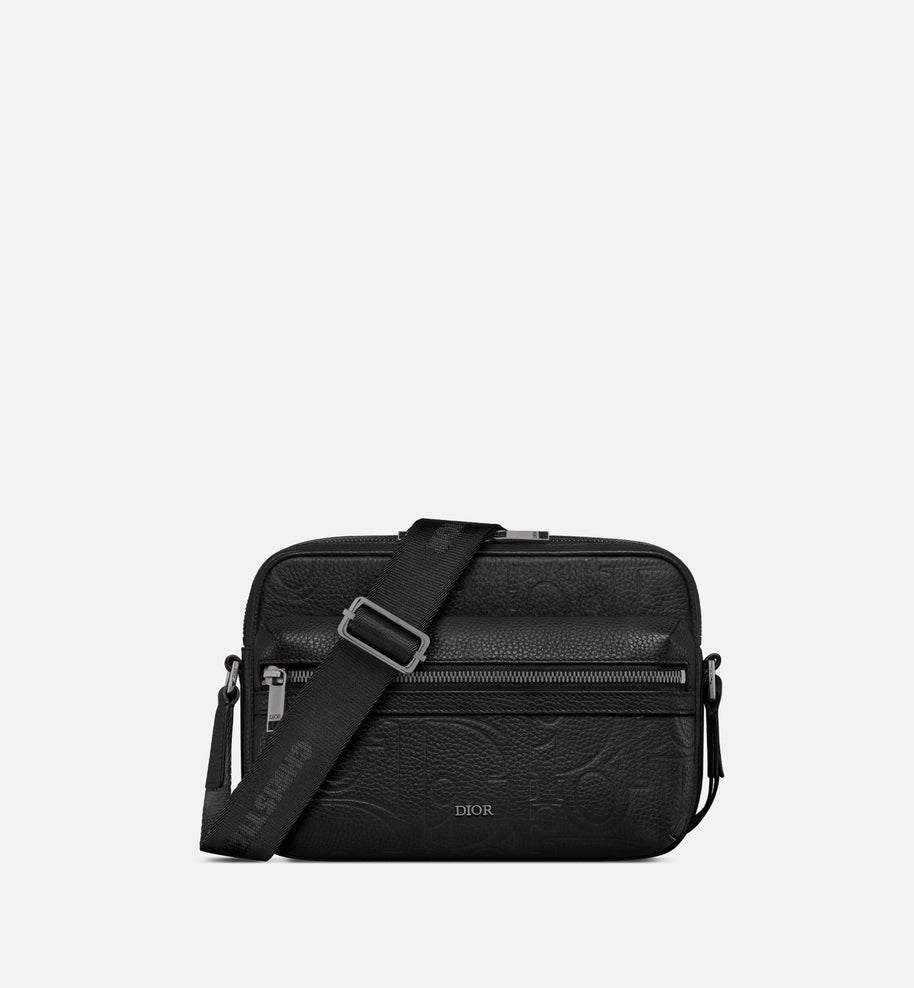 Rider 2.0 Zipped Messenger Bag • Black Maxi Dior Gravity Leather and Black Grained Calfskin
