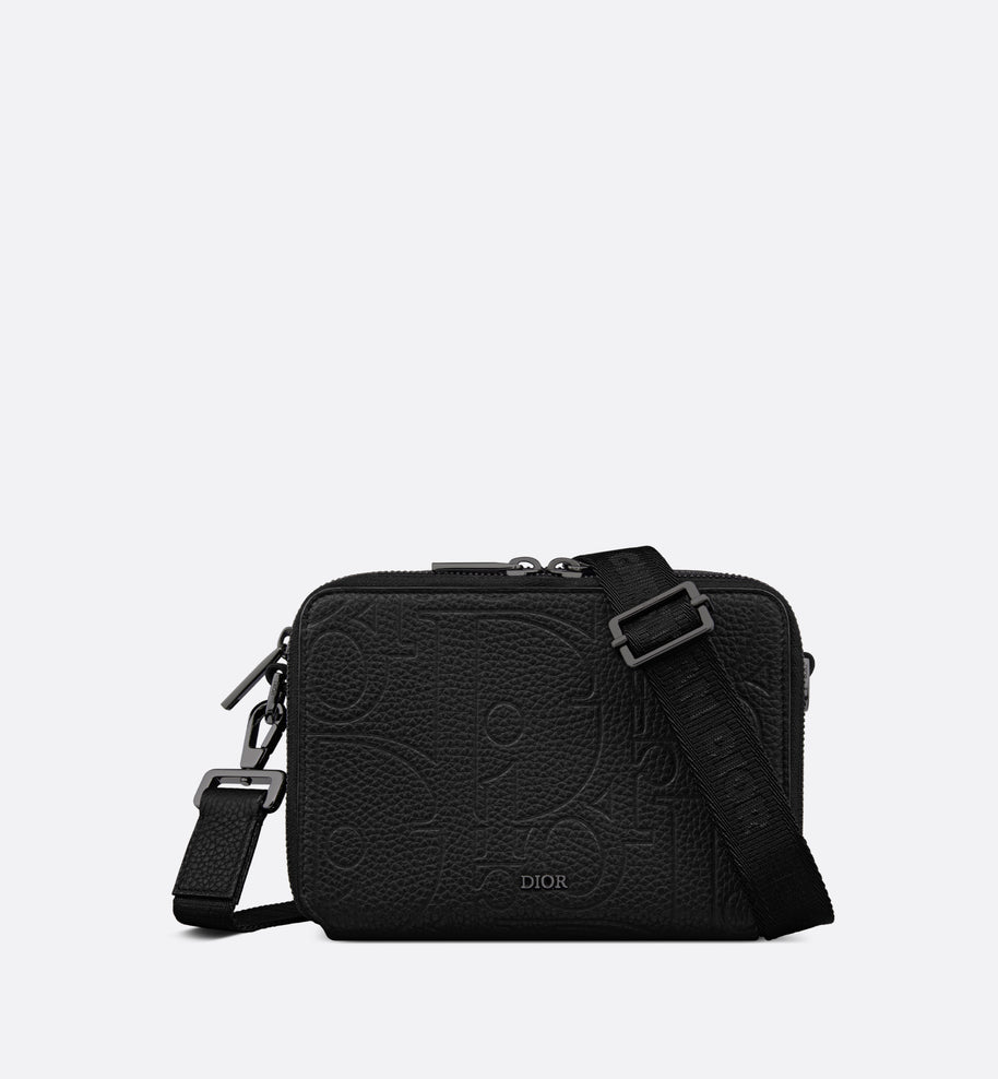 Zipped Pouch with Strap • Black Maxi Dior Gravity Leather