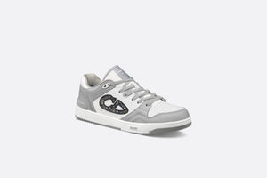 B57 Low-Top Sneaker • Dior Gray and White Smooth Calfskin with Beige and Black Dior Oblique Jacquard