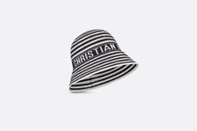 Load image into Gallery viewer, Dioriviera D-Tulipe Small Brim Cloche • Navy Blue and White Cotton-Blend Knit
