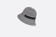 Load image into Gallery viewer, Dioriviera D-Tulipe Small Brim Cloche • Navy Blue and White Cotton-Blend Knit
