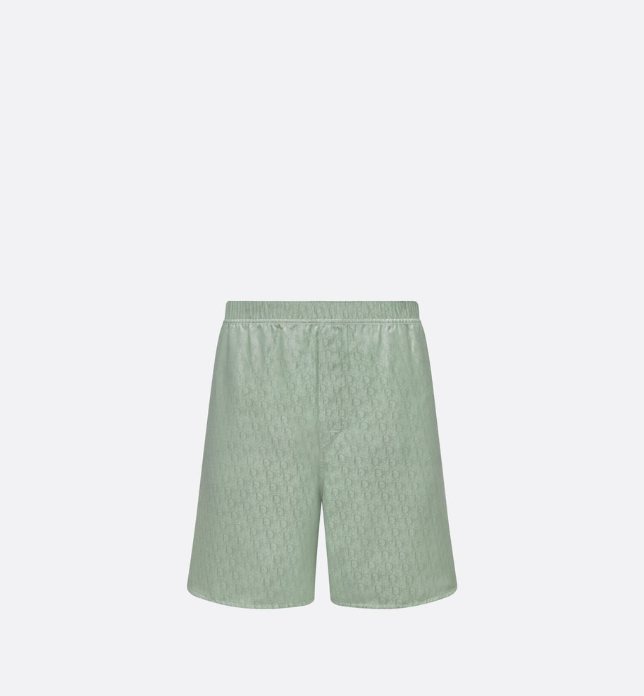 Dior Oblique Shorts • Green Silk and Cotton Twill