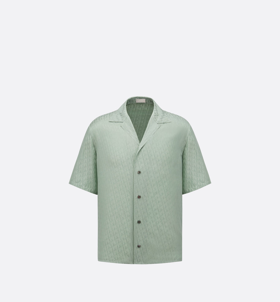 Dior Oblique Short-Sleeved Shirt • Green Silk and Cotton Jacquard