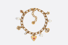 Load image into Gallery viewer, Dior Lucky Charms Bracelet • Antique Gold-Finish Metal with White Resin Pearls and Multicolor Crystals

