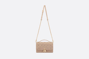 My Dior Top Handle Bag • Caramel Beige Cannage Embroidered Cotton with Micropearls