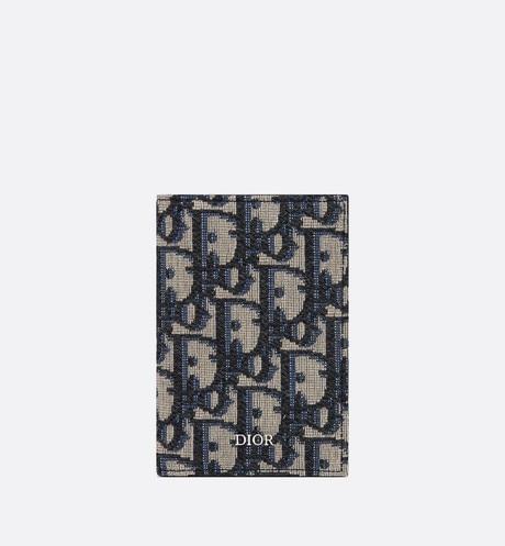 Bi-Fold Card Holder • Beige and Black Dior Oblique Jacquard