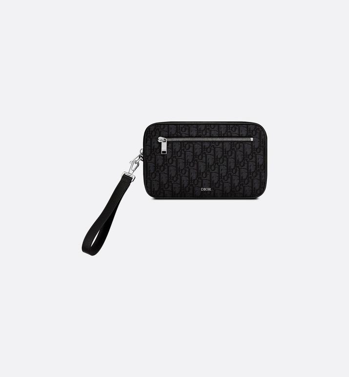 Toiletry Bag Beige and Black Maxi Dior Oblique Jacquard
