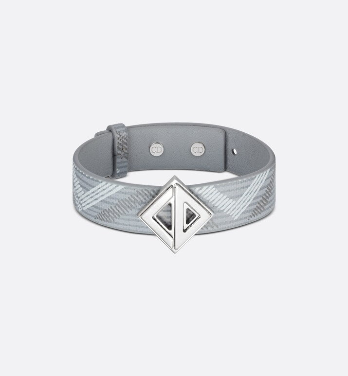 Dior - CD Icon Braided Leather Bracelet Gray Calfskin and Silver-finish Brass - Size L - Men