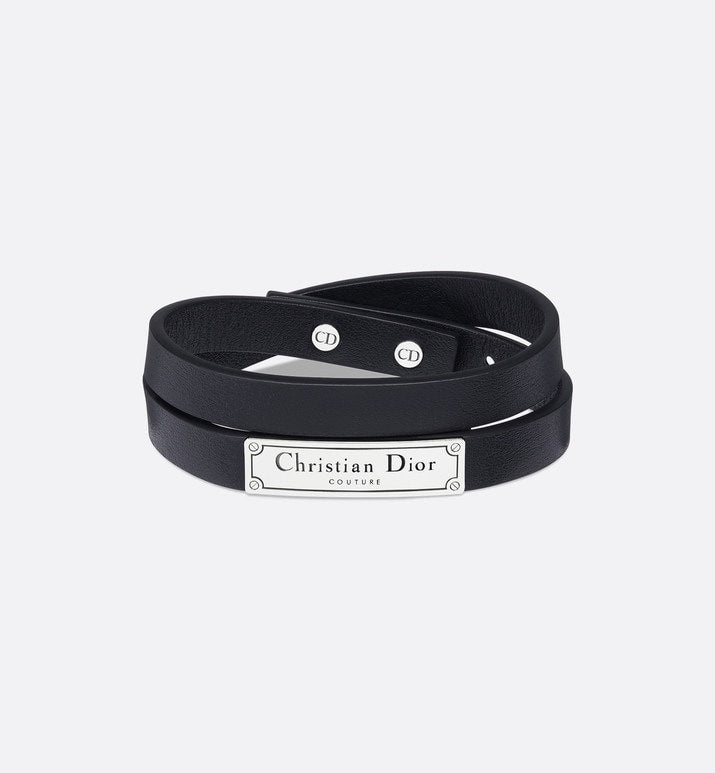 Dior - CD Icon Braided Leather Bracelet Black Calfskin and Silver-finish Brass - Size L - Men