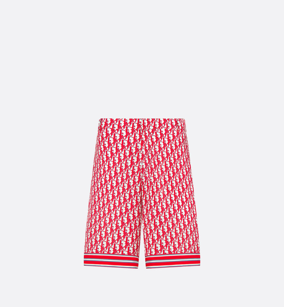 Dior Oblique Bermuda Shorts • Red and White Silk Twill