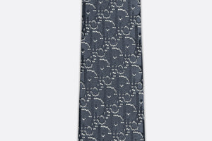 Dior Oblique Pixel Tie • Blue, Navy Blue and White Silk