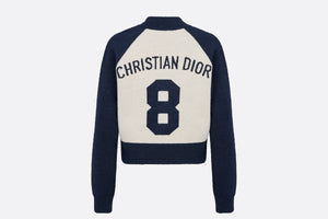 'CHRISTIAN DIOR 8' Bomber Jacket • Ecru and Blue Technical Wool Knit