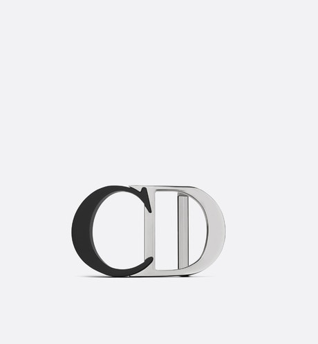 'CD Icon' Belt Buckle • Black Matte Lacquer- and Palladium-Finish Brass, 35 MM