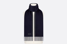 Load image into Gallery viewer, Double-Sided CD Icon Scarf • Navy Blue and Gray Silk
