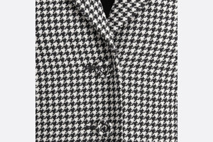 30 Montaigne Bar Jacket • Black and White Single-Breasted Houndstooth Wool