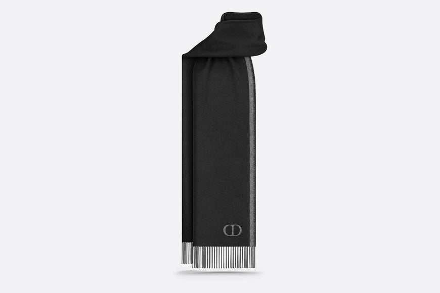 Double-Sided CD Icon Scarf • Black and Gray Silk