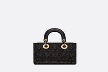 Load image into Gallery viewer, Small Lady D-Joy Bag • Black Cannage Cotton with Micropearl Embroidery
