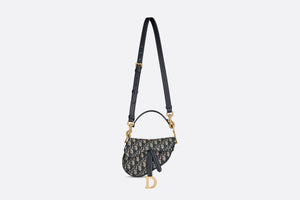 Mini Saddle Bag with Strap • Blue Dior Oblique Jacquard