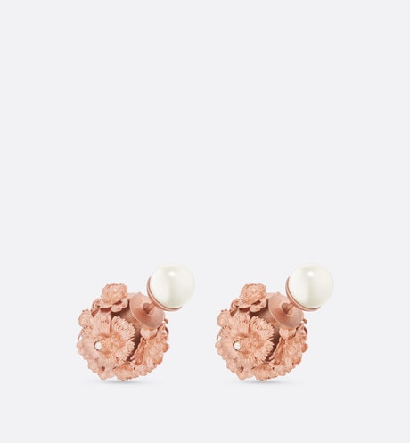 Dior Tribales Earrings • Matte Pink-Finish Metal and White Resin Pearls