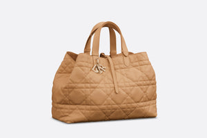 Large Dior Toujours Bag • Medium Tan Macrocannage Calfskin
