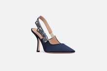 Load image into Gallery viewer, J&#39;Adior Slingback Pump • Deep Ocean Blue Embroidered Satin and Cotton
