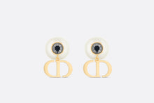 Load image into Gallery viewer, Dior Tribales Earrings • Gold-Finish Metal with White Resin Pearls and Hematite-Colored Crystals
