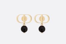 Load image into Gallery viewer, Petit CD Earrings • Gold-Finish Metal and Black Resin Pearls
