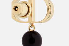 Load image into Gallery viewer, Petit CD Earrings • Gold-Finish Metal and Black Resin Pearls

