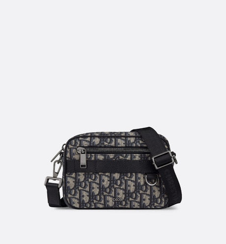 Mini Safari Bag with Strap • Beige and Black Dior Oblique Jacquard