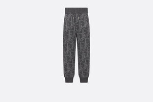Kid's Track Pants • Deep Gray and Gray Dior Oblique Wool and Cashmere-Blend Knit Jacquard