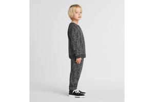 Kid's Track Pants • Deep Gray and Gray Dior Oblique Wool and Cashmere-Blend Knit Jacquard