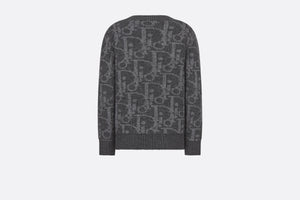 Kid's Sweater • Deep Gray and Gray Dior Oblique Wool and Cashmere-Blend Knit Jacquard