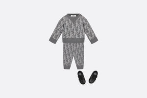 Baby Sweater • Deep Gray and Gray Dior Oblique Wool and Cashmere-Blend Knit Jacquard