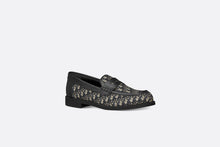 Load image into Gallery viewer, Kid&#39;s Loafer • Beige and Blue Dior Oblique Jacquard and Black Smooth Calfskin
